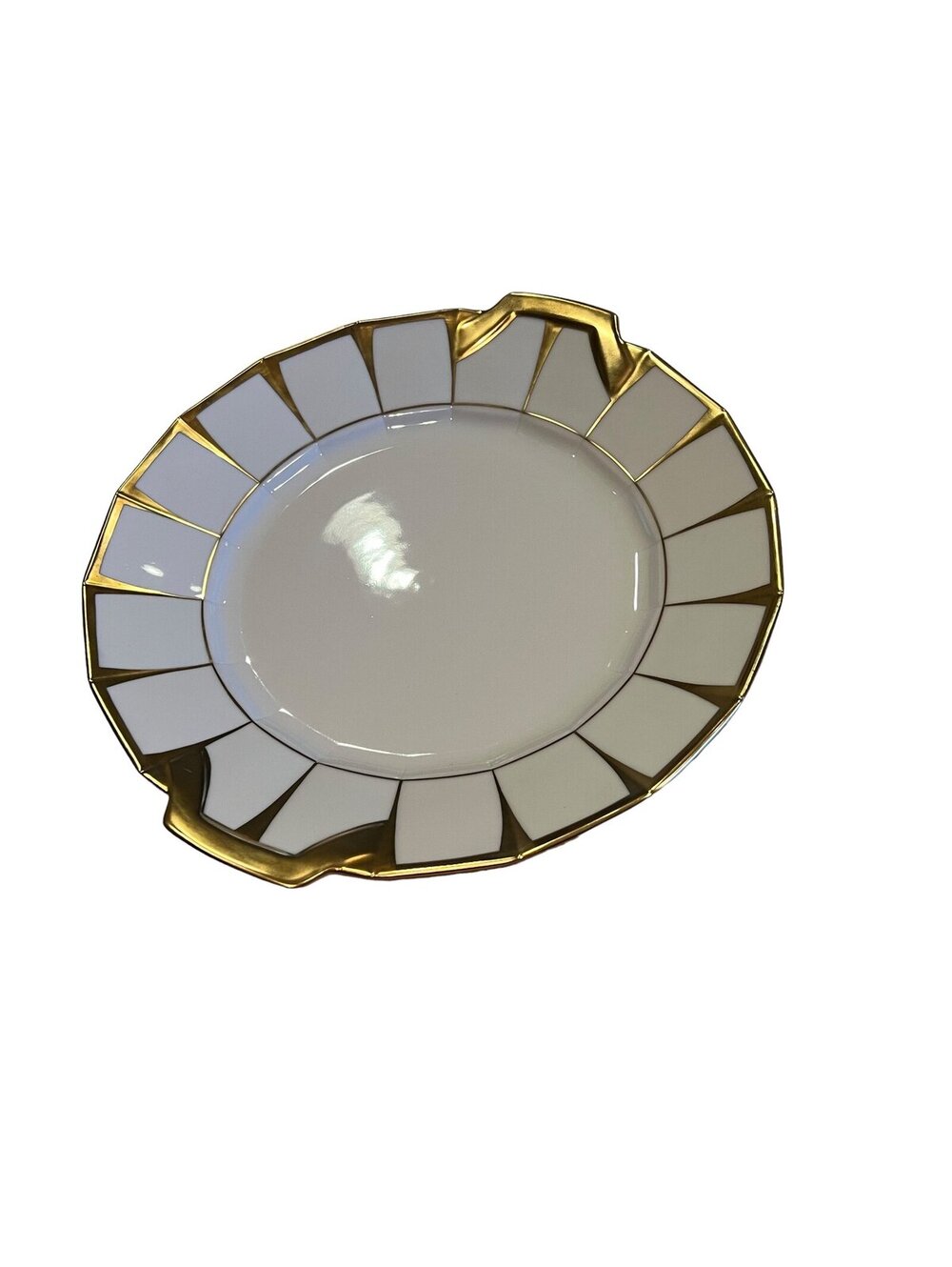 Vtg German Forstenberg Grecque Athena Gold Cake Plate Platter